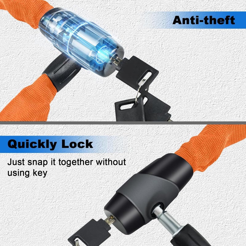 Weogine Heavy Duty Anti-Theft Chain Lock - 2.72 Ft Security Lock with 3 Keys, Waterproof for Scooter, Motorcycle, Door, Gate, Fence - Image 3